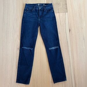 7 For All Mankind Crop Roxanne Jeans Distressed Medium Wash Size 24